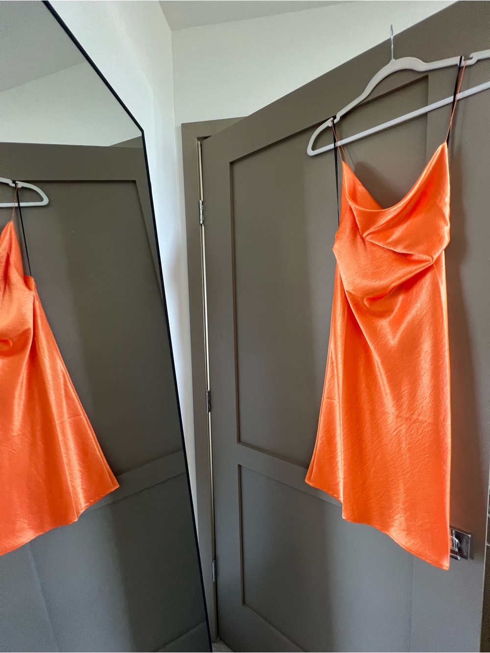 Slip Midi Dress in Vibrant Orange